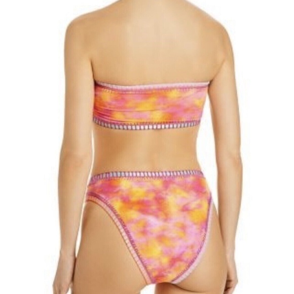 Platinum Inspired by Solange Ferrarini Bottom HIGH WAISTED SCOOP TIE DYE ORANGE - Picture 3 of 5